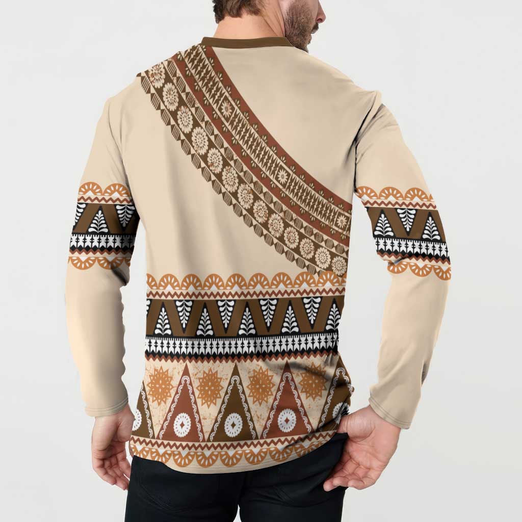 Bula Fiji Button Sweatshirt 2025 Pasifika Traditional Fijian Masi LT14 - Polynesian Pride