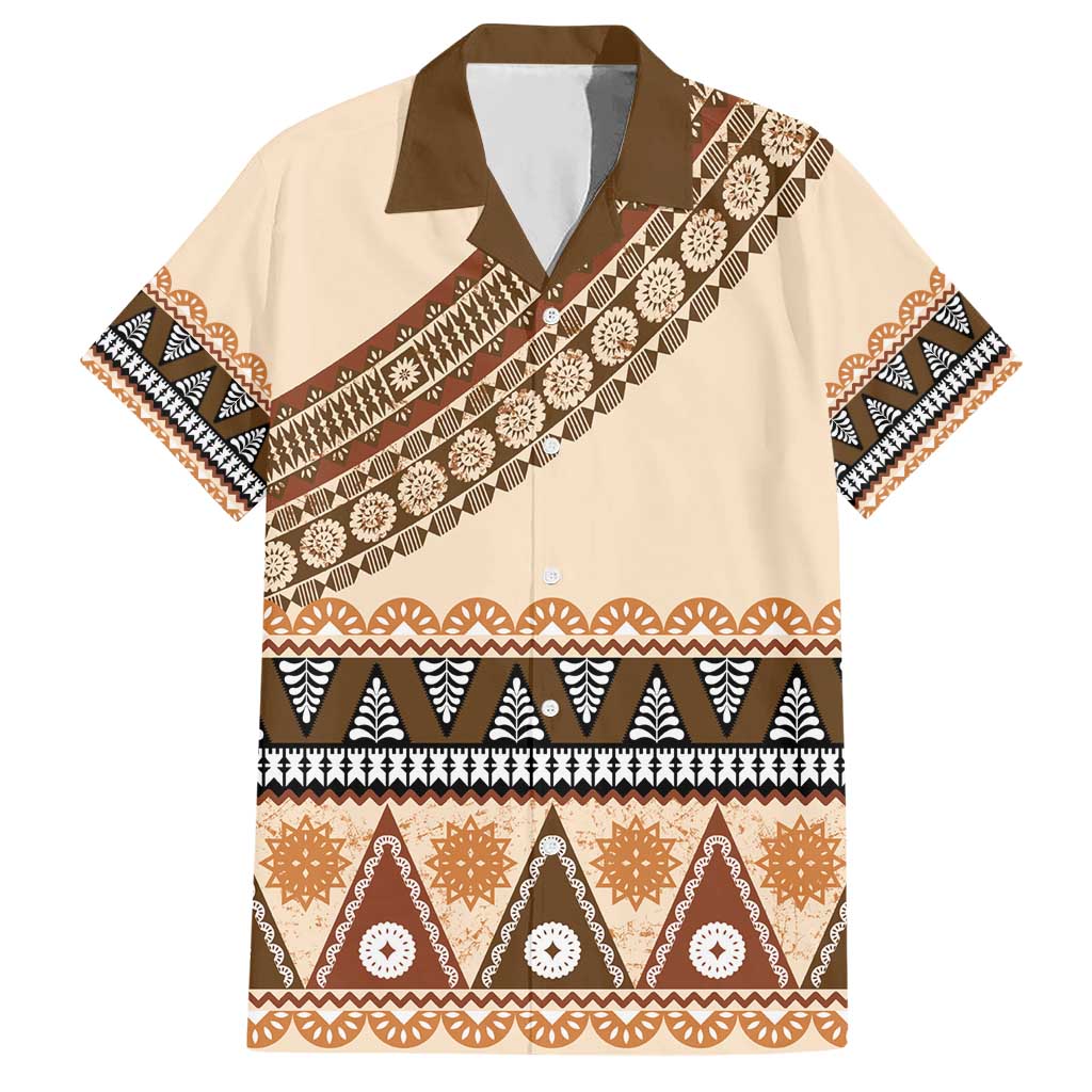 Bula Fiji Hawaiian Shirt 2025 Pasifika Traditional Fijian Masi LT14 Beige - Polynesian Pride