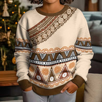 Bula Fiji Kid Ugly Christmas Sweater 2025 Pasifika Traditional Fijian Masi LT14 - Polynesian Pride