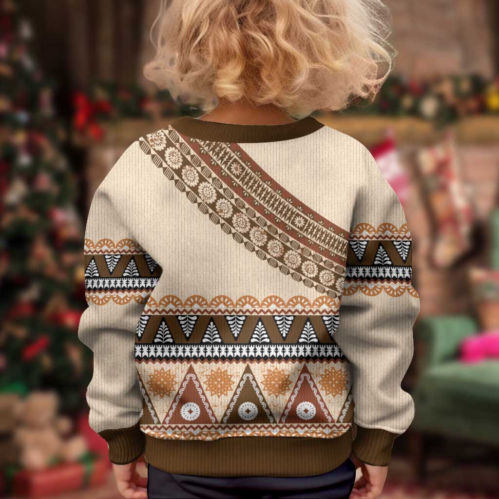 Bula Fiji Kid Ugly Christmas Sweater 2025 Pasifika Traditional Fijian Masi LT14 - Polynesian Pride