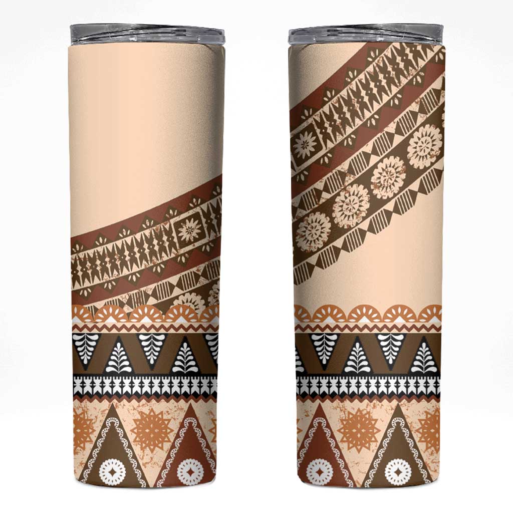 Bula Fiji Skinny Tumbler 2025 Pasifika Traditional Fijian Masi