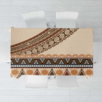 Bula Fiji Tablecloth 2025 Pasifika Traditional Fijian Masi LT14 Beige - Polynesian Pride