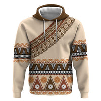 Bula Fiji Zip Hoodie 2025 Pasifika Traditional Fijian Masi LT14 Pullover Hoodie Beige - Polynesian Pride