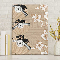 Bula Fiji Iri Buli Canvas Wall Art Woven Fan With Fijian Tapa LT14 Without Frame Beige - Polynesian Pride