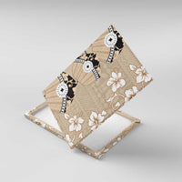 Bula Fiji Iri Buli Canvas Wall Art Woven Fan With Fijian Tapa LT14 With Frame Beige - Polynesian Pride
