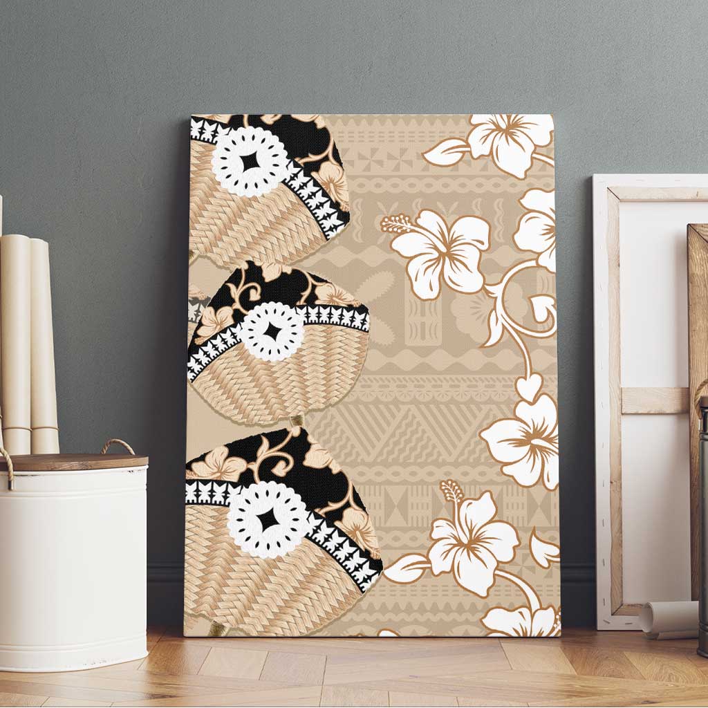 Bula Fiji Iri Buli Canvas Wall Art Woven Fan With Fijian Tapa LT14 - Polynesian Pride