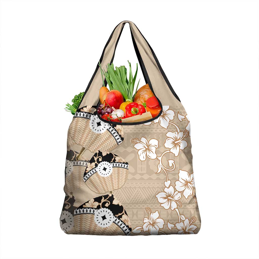Bula Fiji Iri Buli Grocery Bag Woven Fan With Fijian Tapa LT14 1-pack One Size Beige - Polynesian Pride