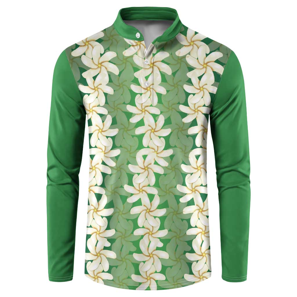 Ia Orana Tahiti Tiare Maori Seamless Style Button Sweatshirt LT14 Green - Polynesian Pride