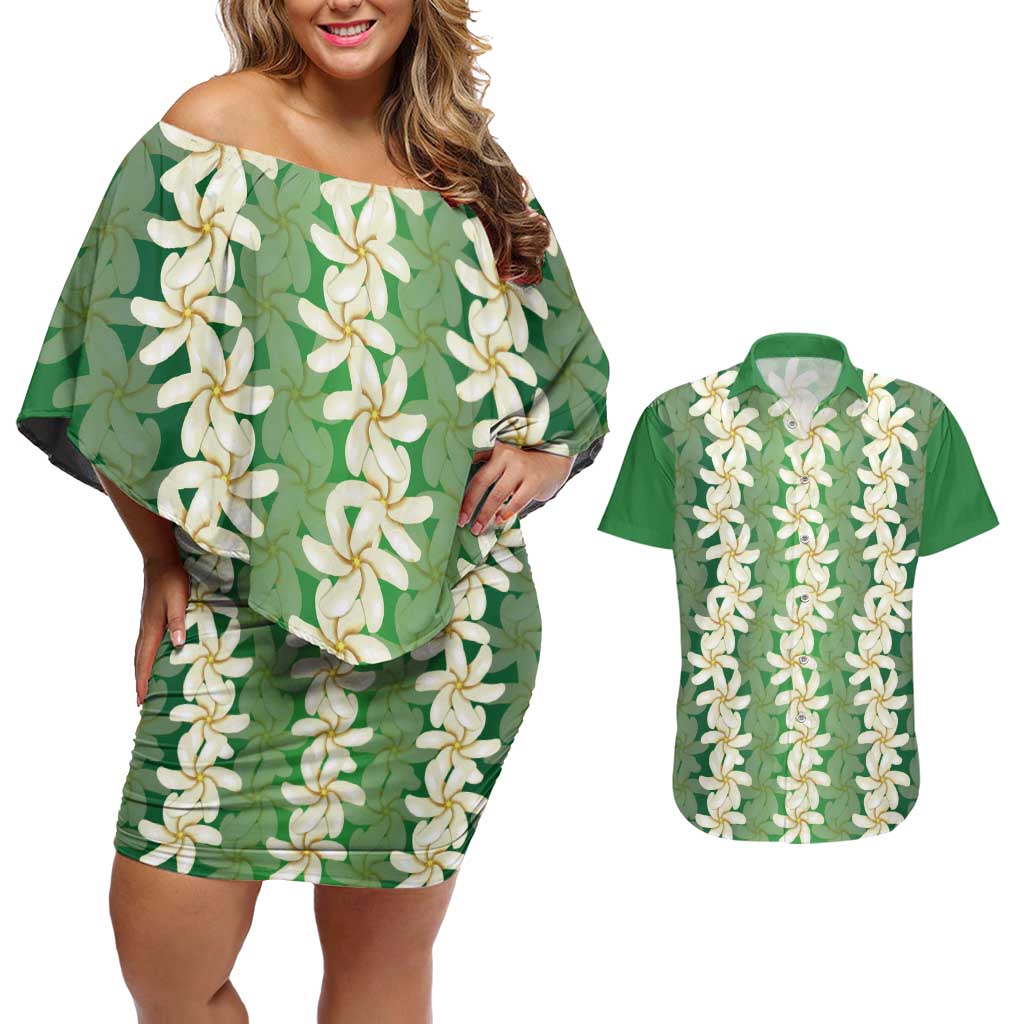 Ia Orana Tahiti Tiare Maori Seamless Style Couples Matching Off Shoulder Short Dress and Hawaiian Shirt