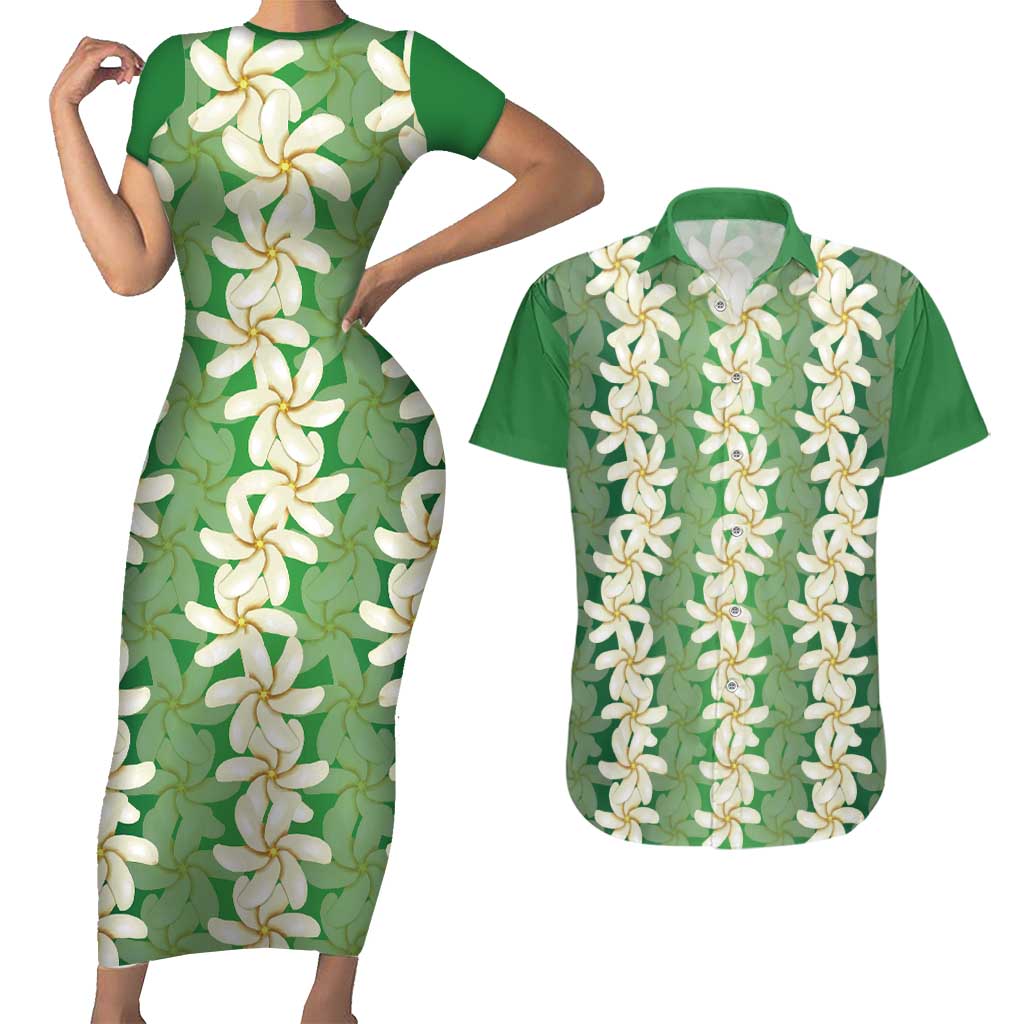 Ia Orana Tahiti Tiare Maori Seamless Style Couples Matching Short Sleeve Bodycon Dress and Hawaiian Shirt