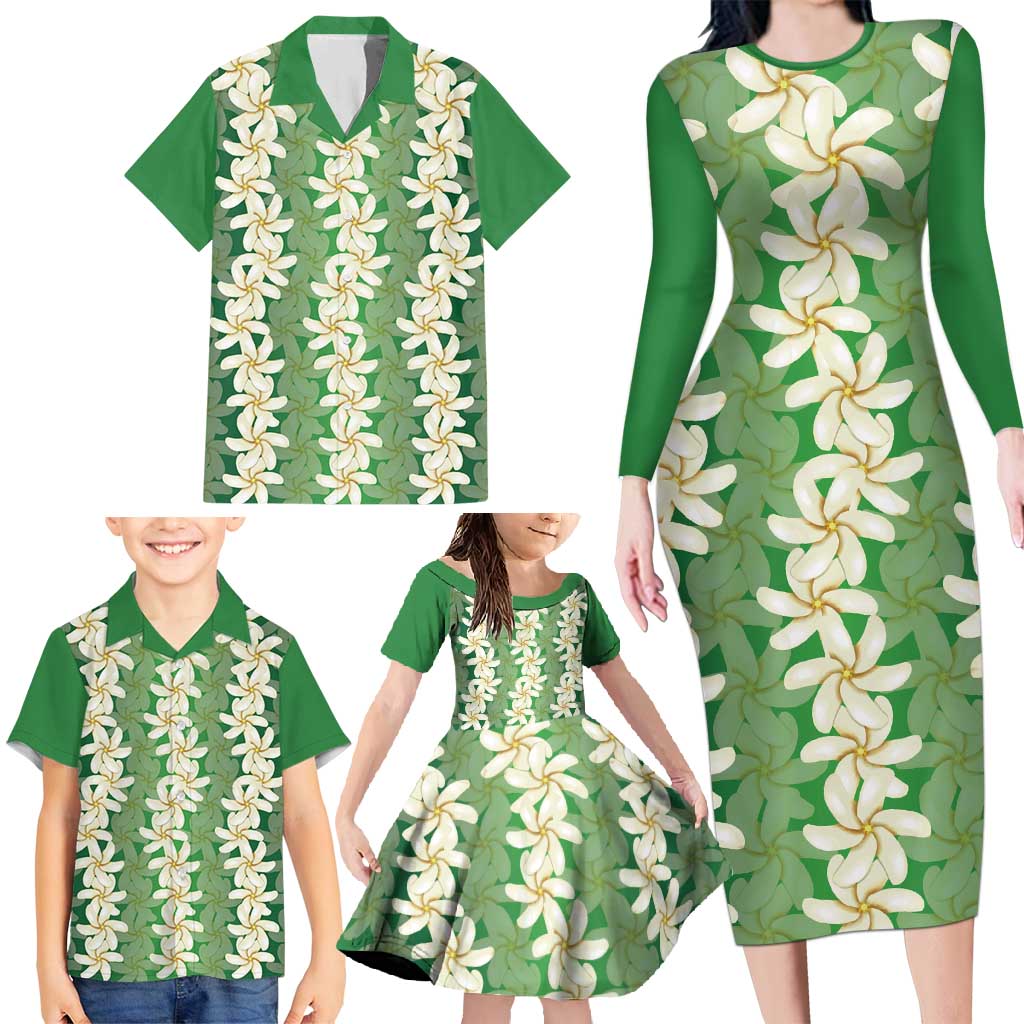 Ia Orana Tahiti Tiare Maori Seamless Style Family Matching Long Sleeve Bodycon Dress and Hawaiian Shirt