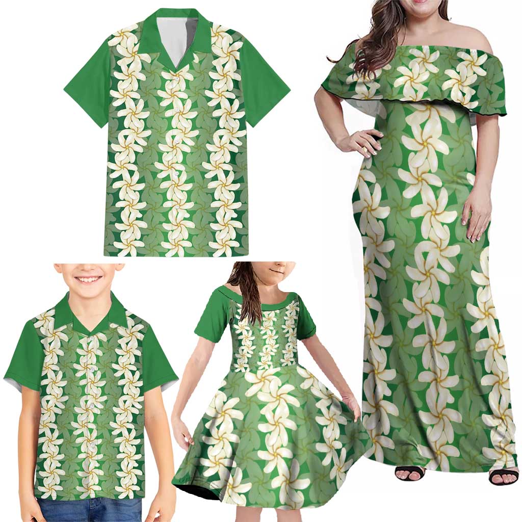 Ia Orana Tahiti Tiare Maori Seamless Style Family Matching Off Shoulder Maxi Dress and Hawaiian Shirt