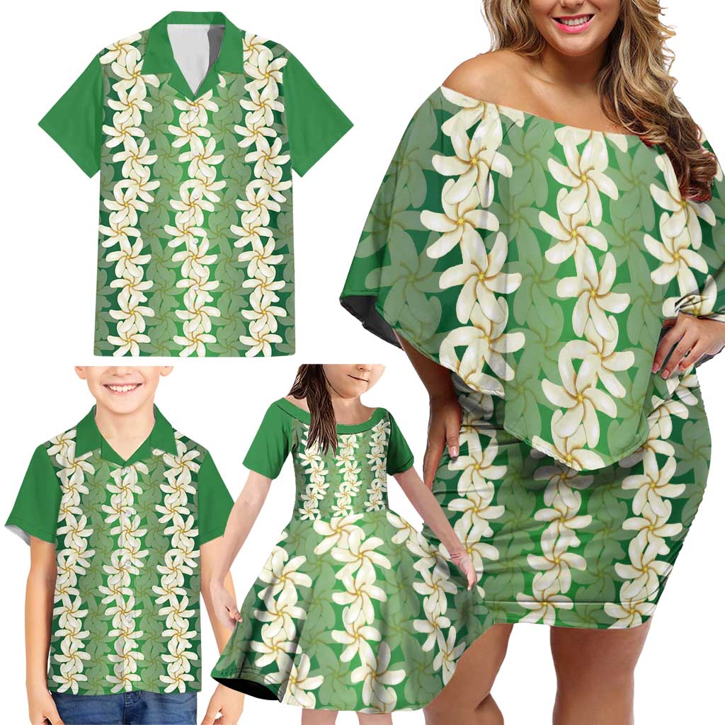 Ia Orana Tahiti Tiare Maori Seamless Style Family Matching Off Shoulder Short Dress and Hawaiian Shirt