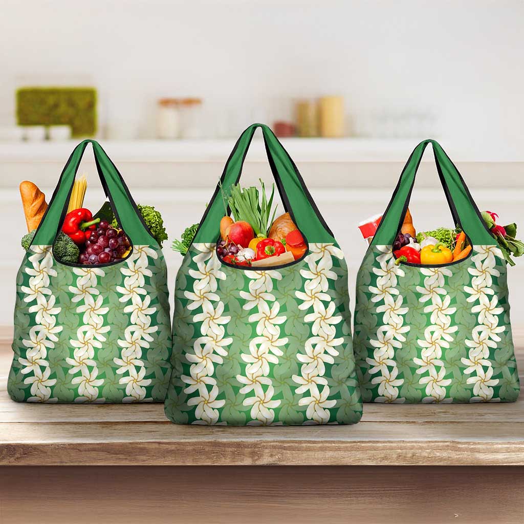 Ia Orana Tahiti Tiare Maori Seamless Style Grocery Bag LT14 3-pack One Size Green - Polynesian Pride