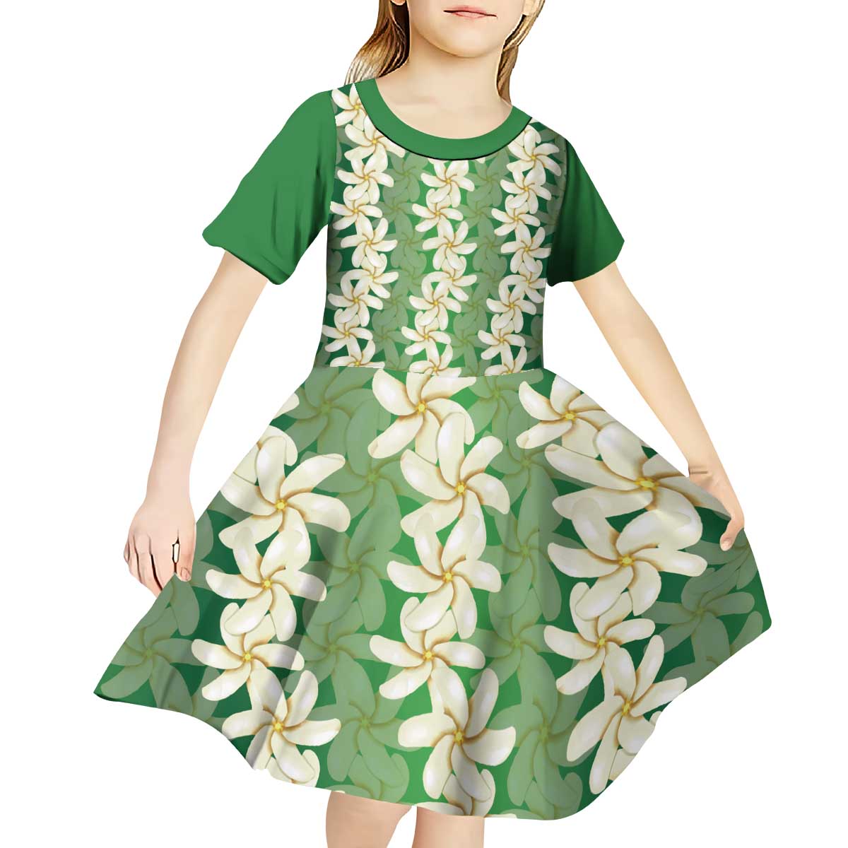 Ia Orana Tahiti Tiare Maori Seamless Style Kid Short Sleeve Dress LT14 - Polynesian Pride