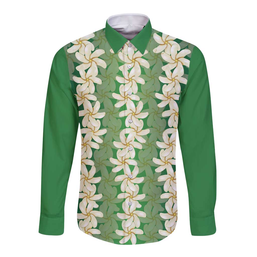 Ia Orana Tahiti Tiare Maori Seamless Style Long Sleeve Button Shirt LT14 Unisex Green - Polynesian Pride