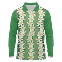 Ia Orana Tahiti Tiare Maori Seamless Style Long Sleeve Polo Shirt LT14 Green - Polynesian Pride