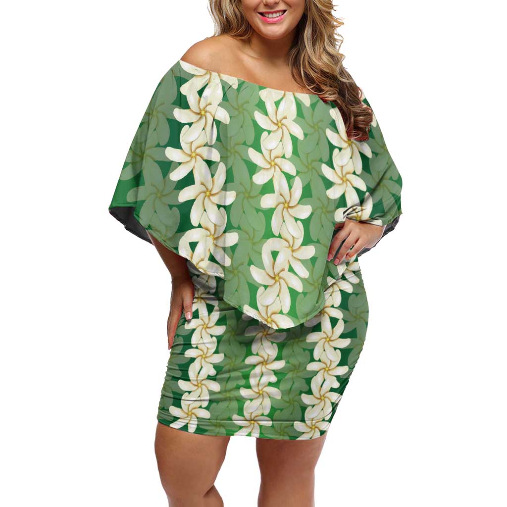 Ia Orana Tahiti Tiare Maori Seamless Style Off Shoulder Short Dress LT14 Women Green - Polynesian Pride
