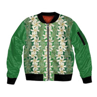 Ia Orana Tahiti Tiare Maori Seamless Style Sleeve Zip Bomber Jacket LT14 Unisex Green - Polynesian Pride