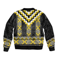 Yellow Taniko Aotearoa Bomber Jacket Niho Taniwha Mix Poutama LT14 - Polynesian Pride