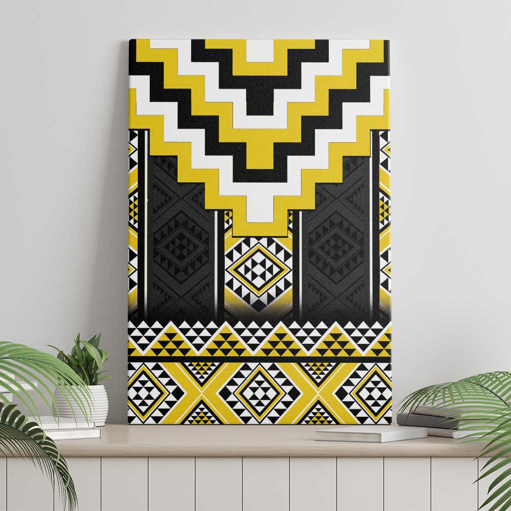 Yellow Taniko Aotearoa Canvas Wall Art Niho Taniwha Mix Poutama LT14 - Polynesian Pride