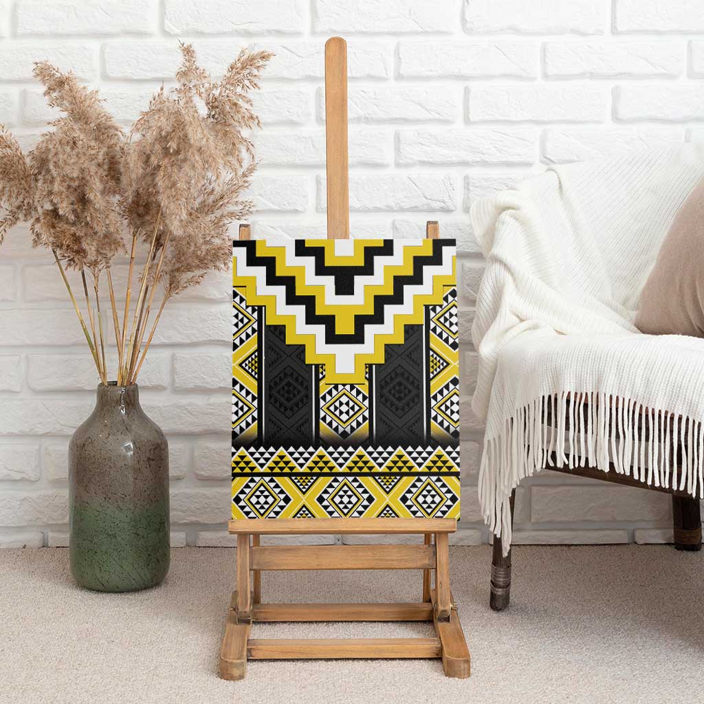Yellow Taniko Aotearoa Canvas Wall Art Niho Taniwha Mix Poutama LT14 - Polynesian Pride