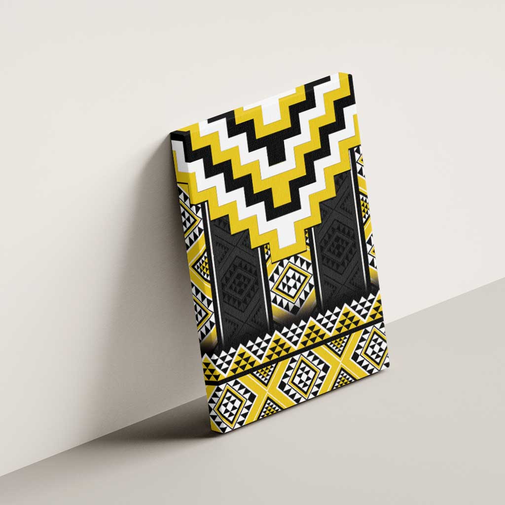 Yellow Taniko Aotearoa Canvas Wall Art Niho Taniwha Mix Poutama LT14 - Polynesian Pride