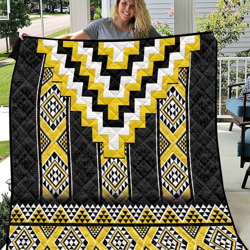 Yellow Taniko Aotearoa Quilt Niho Taniwha Mix Poutama LT14 Yellow - Polynesian Pride