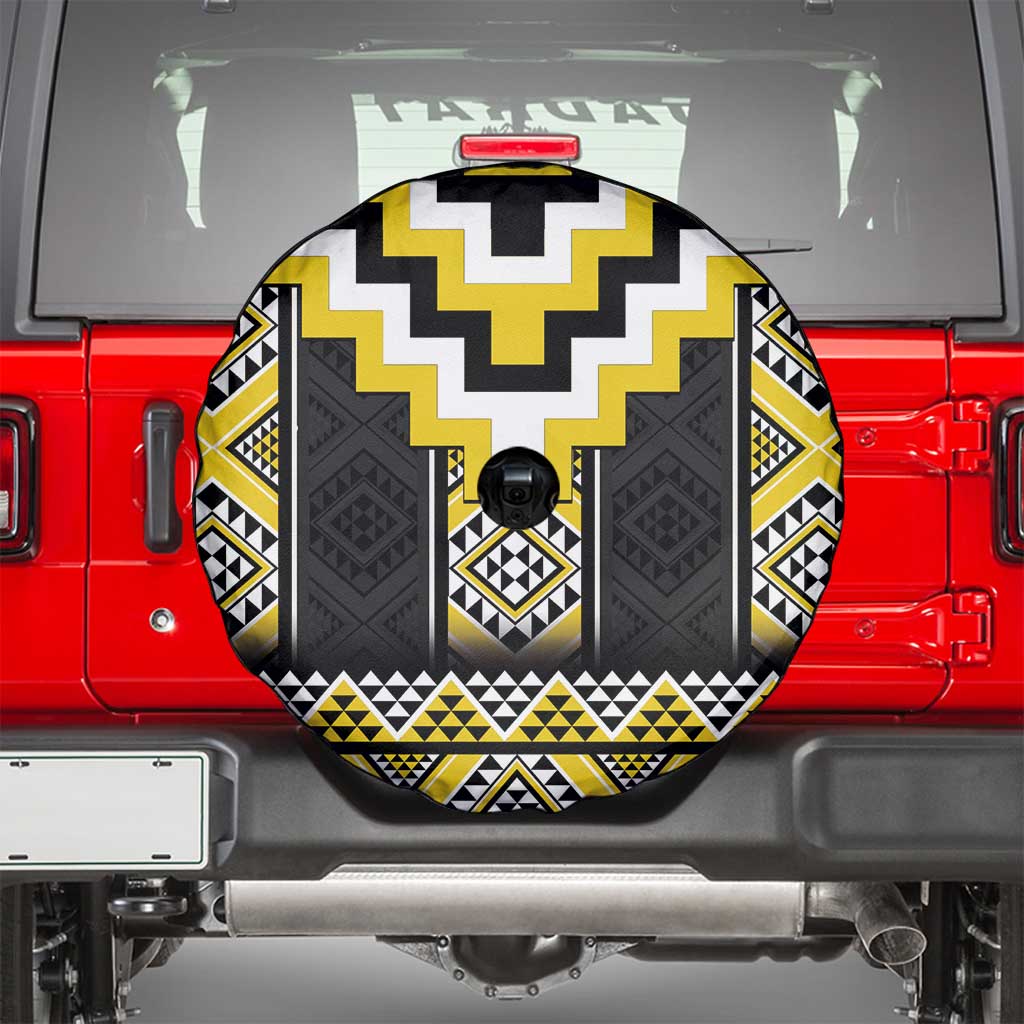 Yellow Taniko Aotearoa Spare Tire Cover Niho Taniwha Mix Poutama LT14 - Polynesian Pride