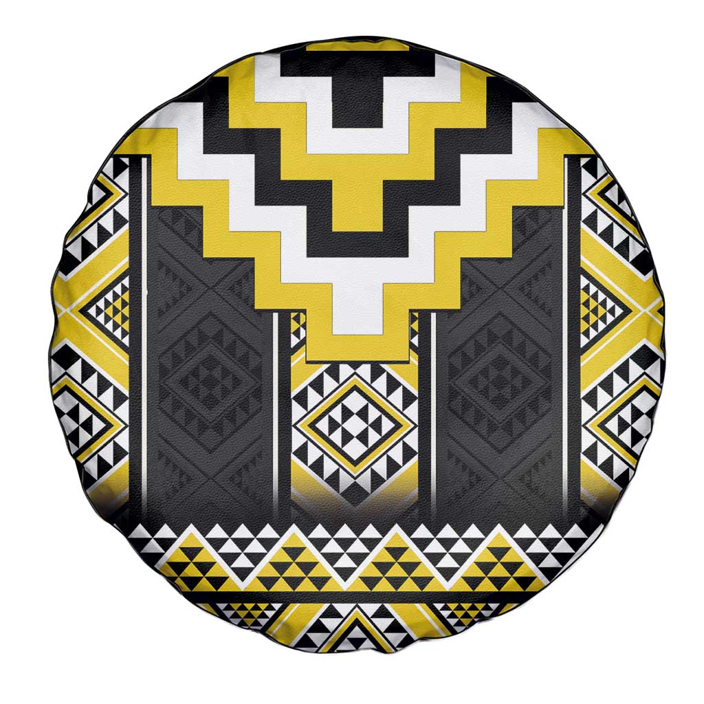 Yellow Taniko Aotearoa Spare Tire Cover Niho Taniwha Mix Poutama LT14 - Polynesian Pride