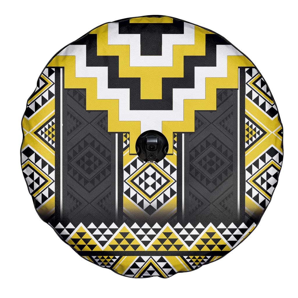 Yellow Taniko Aotearoa Spare Tire Cover Niho Taniwha Mix Poutama LT14 - Polynesian Pride