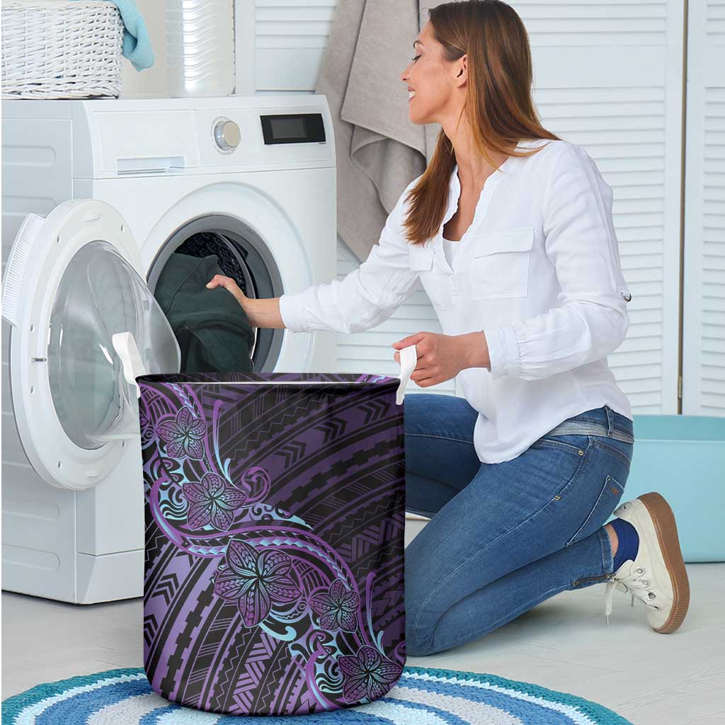 Teal Purple Polynesia Plumeria Tattoo Laundry Basket LT14 - Polynesian Pride