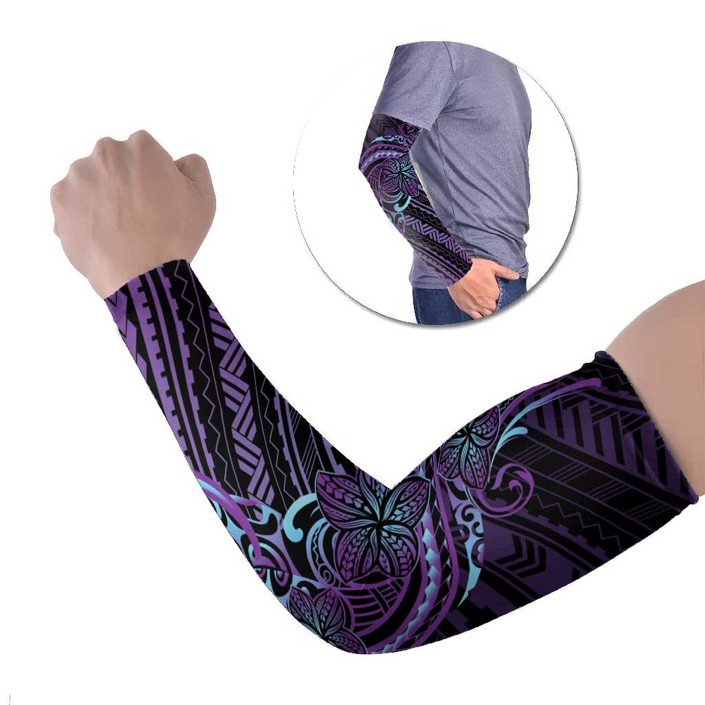 Teal Purple Polynesia Plumeria Tattoo Arm Sleeves LT14 Set of 2 Purple - Polynesian Pride
