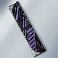 Teal Purple Polynesia Plumeria Tattoo Auto Sun Shade LT14 - Polynesian Pride