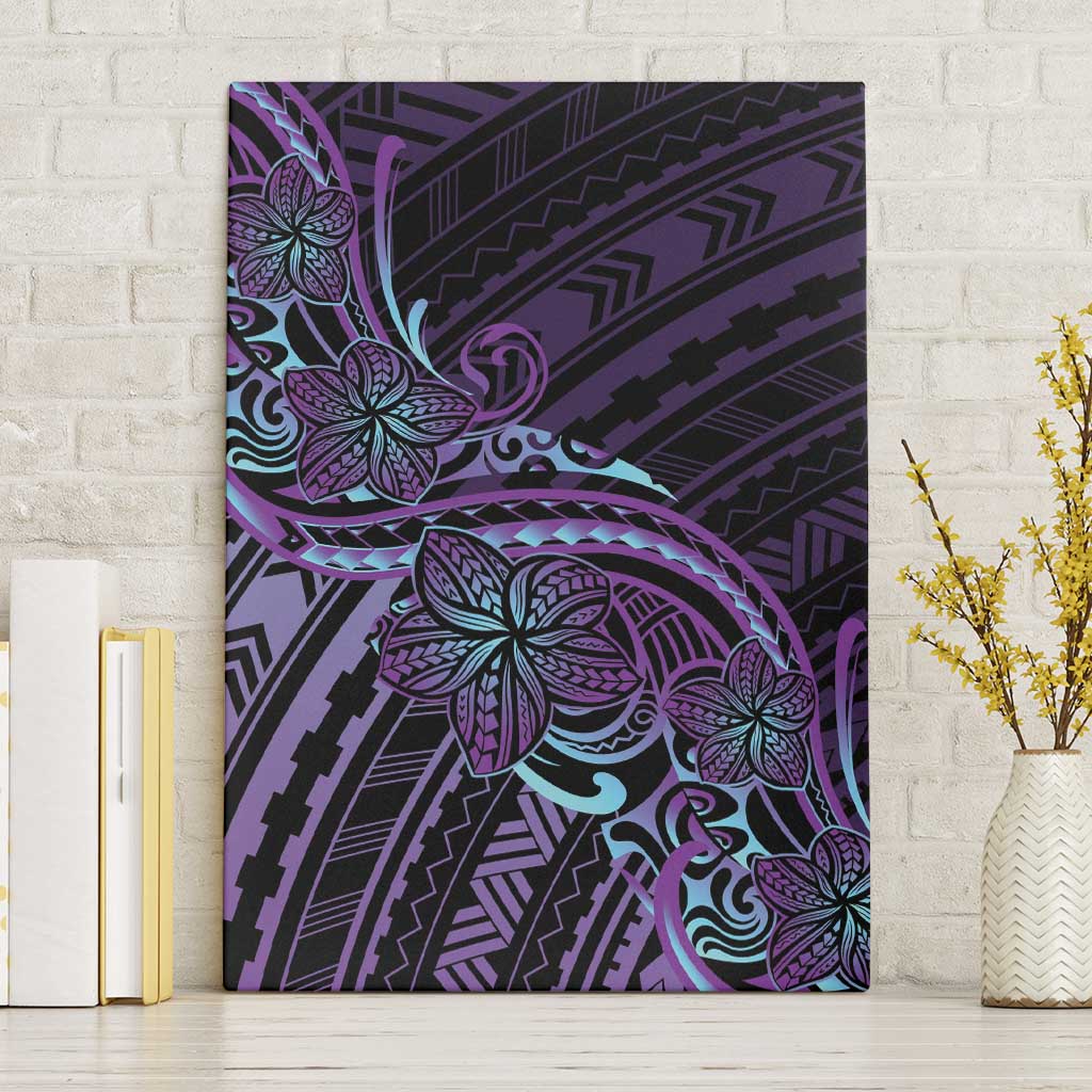 Teal Purple Polynesia Plumeria Tattoo Canvas Wall Art LT14 Without Frame Purple - Polynesian Pride