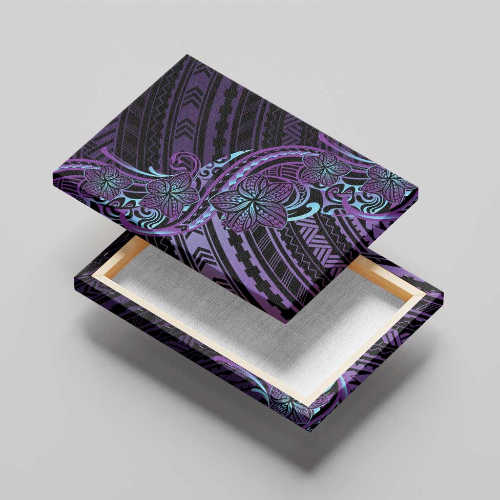 Teal Purple Polynesia Plumeria Tattoo Canvas Wall Art LT14 - Polynesian Pride