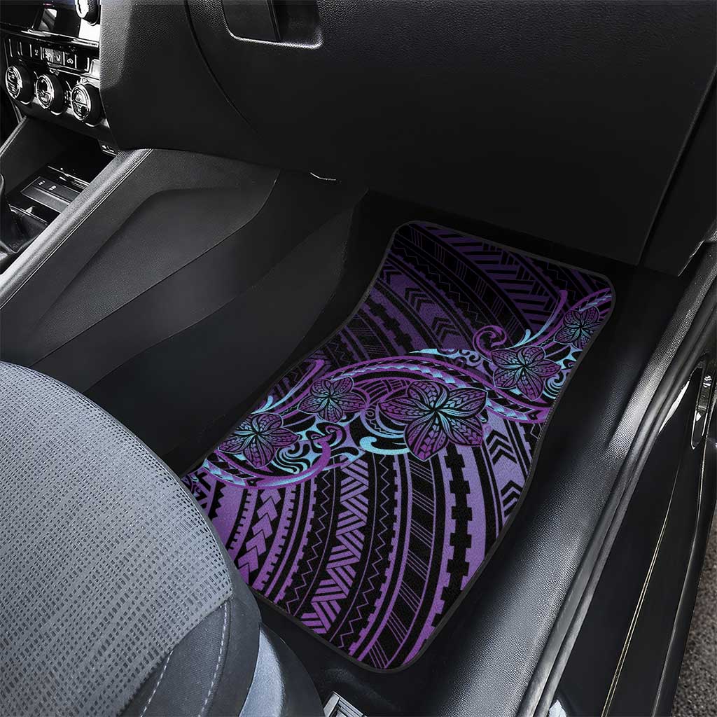 Teal Purple Polynesia Plumeria Tattoo Car Mats LT14 - Polynesian Pride