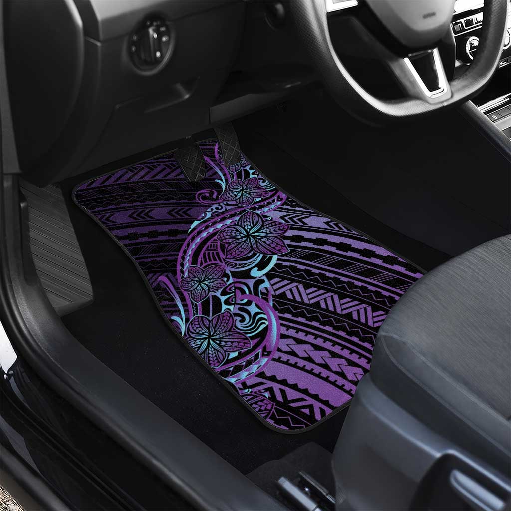 Teal Purple Polynesia Plumeria Tattoo Car Mats LT14 - Polynesian Pride
