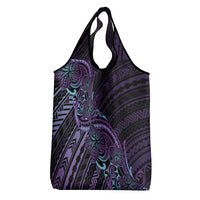 Teal Purple Polynesia Plumeria Tattoo Grocery Bag LT14 - Polynesian Pride