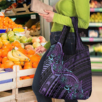 Teal Purple Polynesia Plumeria Tattoo Grocery Bag LT14 - Polynesian Pride