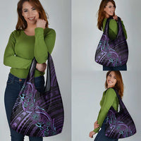 Teal Purple Polynesia Plumeria Tattoo Grocery Bag LT14 - Polynesian Pride