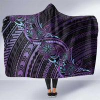 Teal Purple Polynesia Plumeria Tattoo Hooded Blanket LT14 One Size Purple - Polynesian Pride