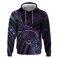 Teal Purple Polynesia Plumeria Tattoo Hoodie LT14 Pullover Hoodie Purple - Polynesian Pride