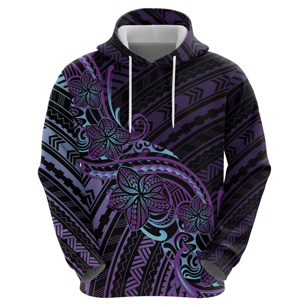 Teal Purple Polynesia Plumeria Tattoo Hoodie LT14 - Polynesian Pride