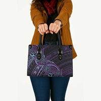 Teal Purple Polynesia Plumeria Tattoo Leather Bag LT14 - Polynesian Pride