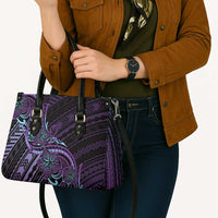 Teal Purple Polynesia Plumeria Tattoo Leather Bag LT14 - Polynesian Pride