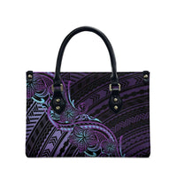 Teal Purple Polynesia Plumeria Tattoo Leather Bag LT14 - Polynesian Pride