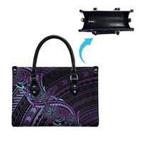 Teal Purple Polynesia Plumeria Tattoo Leather Bag LT14 - Polynesian Pride