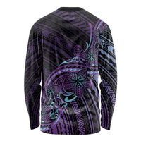 Teal Purple Polynesia Plumeria Tattoo Long Sleeve Shirt LT14 - Polynesian Pride