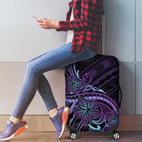 Teal Purple Polynesia Plumeria Tattoo Luggage Cover LT14 - Polynesian Pride